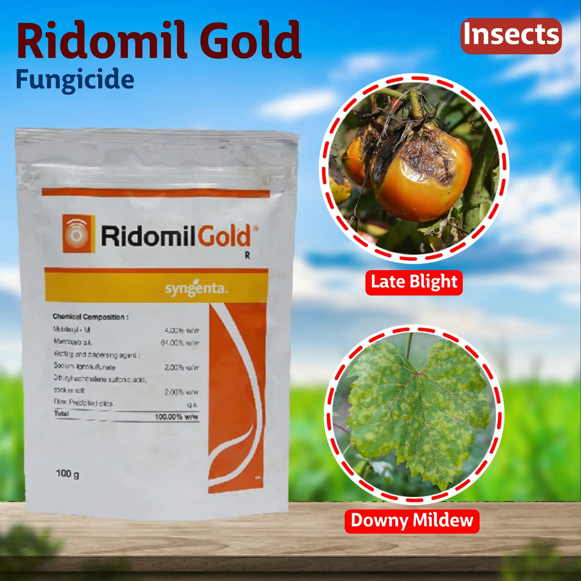 Syngenta Ridomil Gold Fungicide – Metalaxyl-M 4% + Mancozeb 64% WP